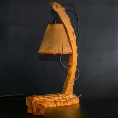 Lampe en bois résine époxy orange