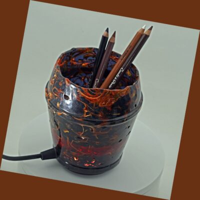 Pot à crayons en résine Piton de la Fournaise pot-037